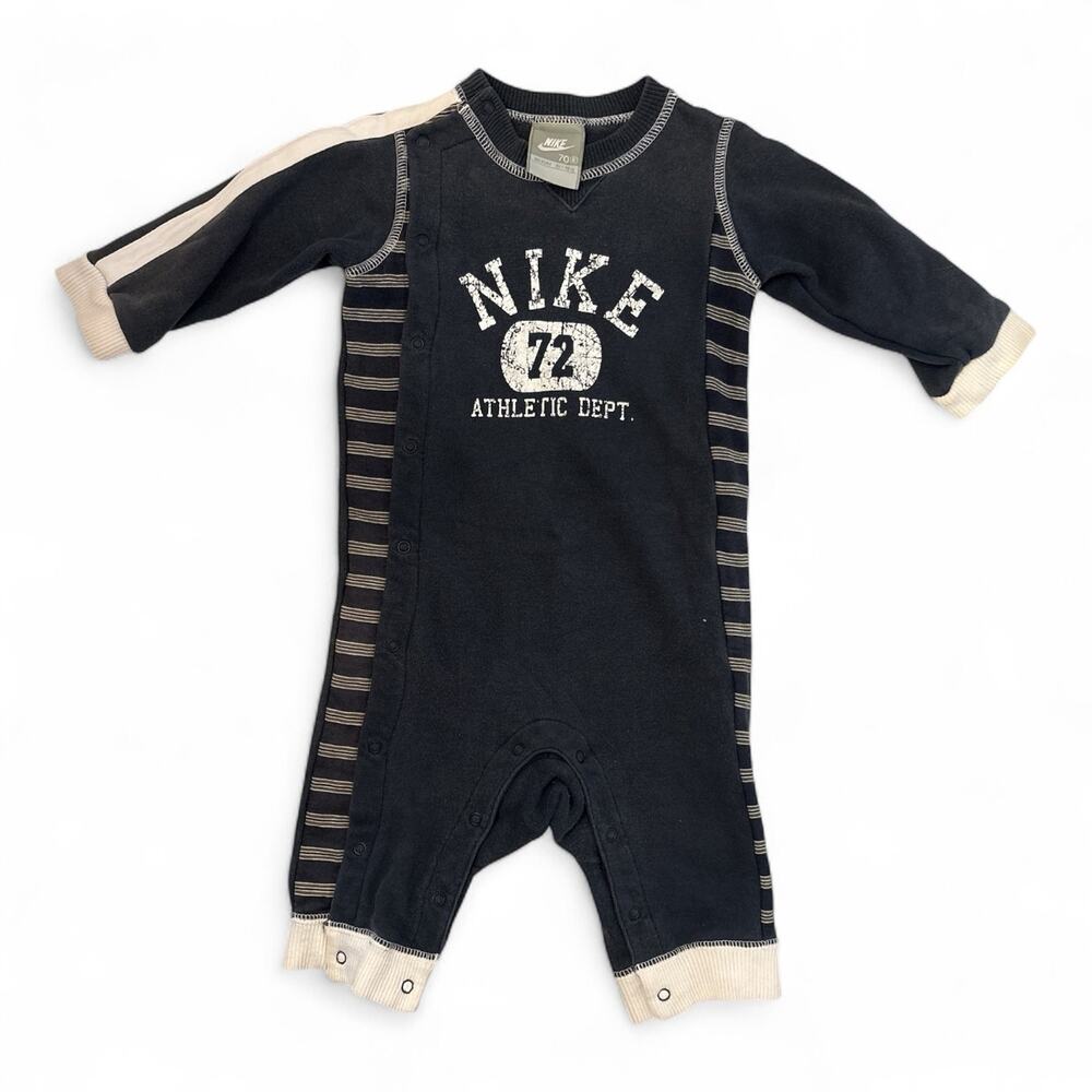 Nike Y2K Black Romper One Piece Grey Tag Vintage Euro 70